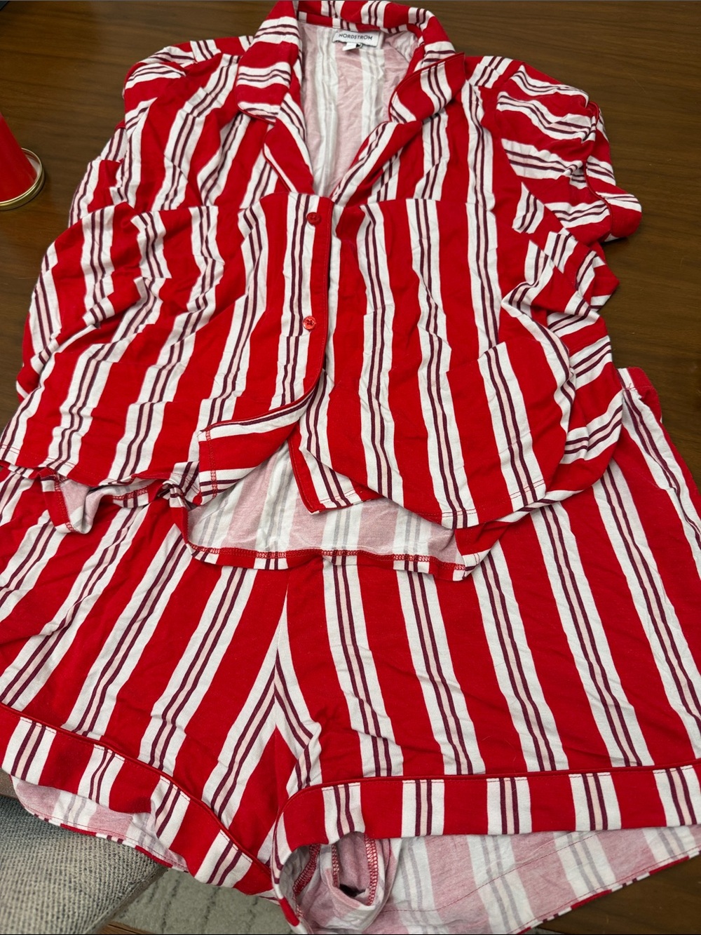Nordstrom Moonlight Red and White Striped Pajama Short Set